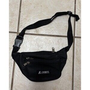Everest Fanny Waist Pack Black 3 Zip Pockets Adjustable Strap Polyester Nylon